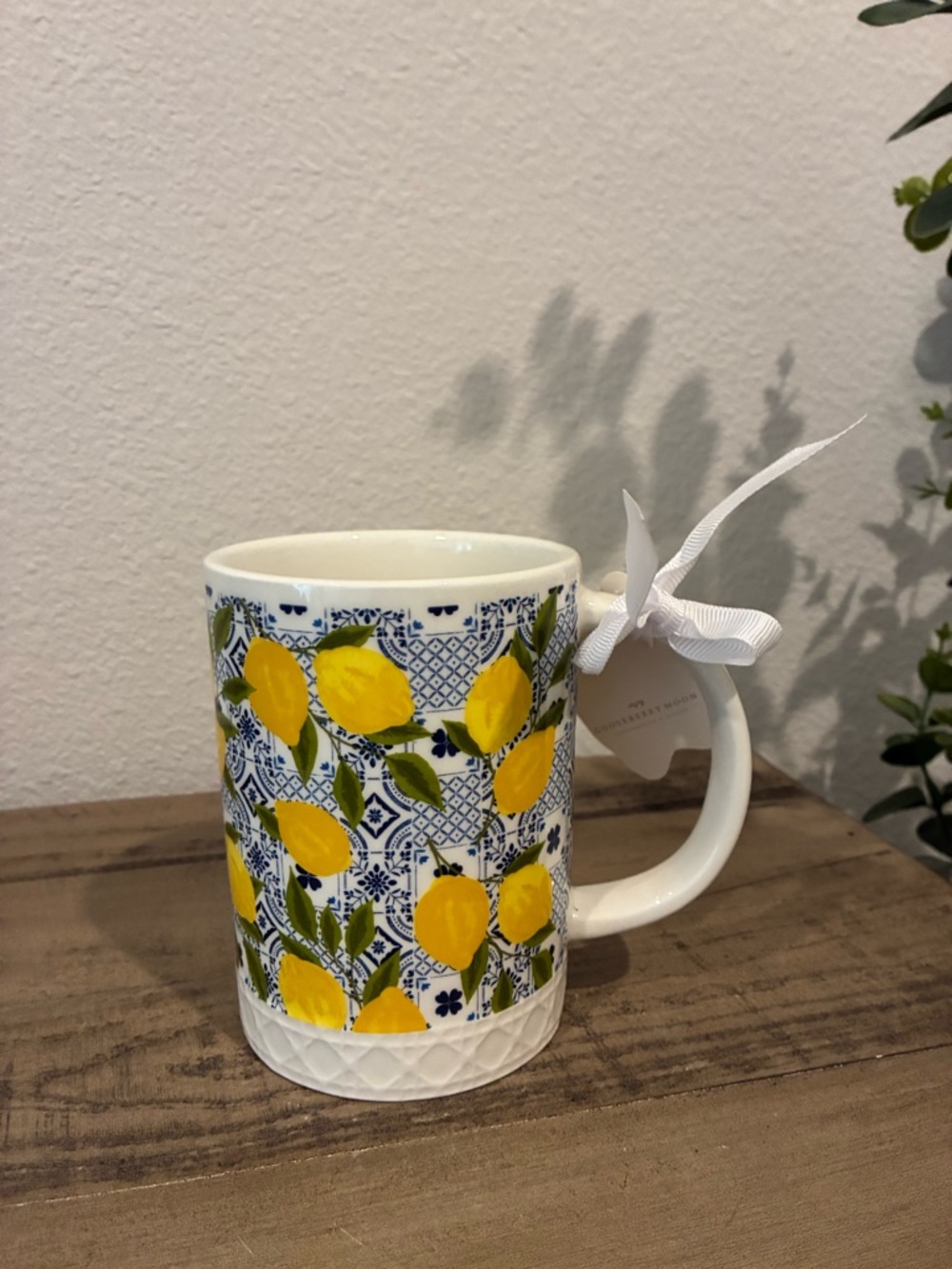 Lemons and Blue White Tiles mug.